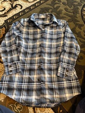 LuLaRoe Blue and White Plaid Button Down Shirt